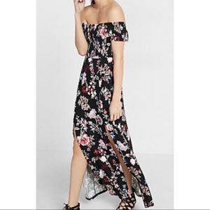 Express smocked off the shoulder maxi dress